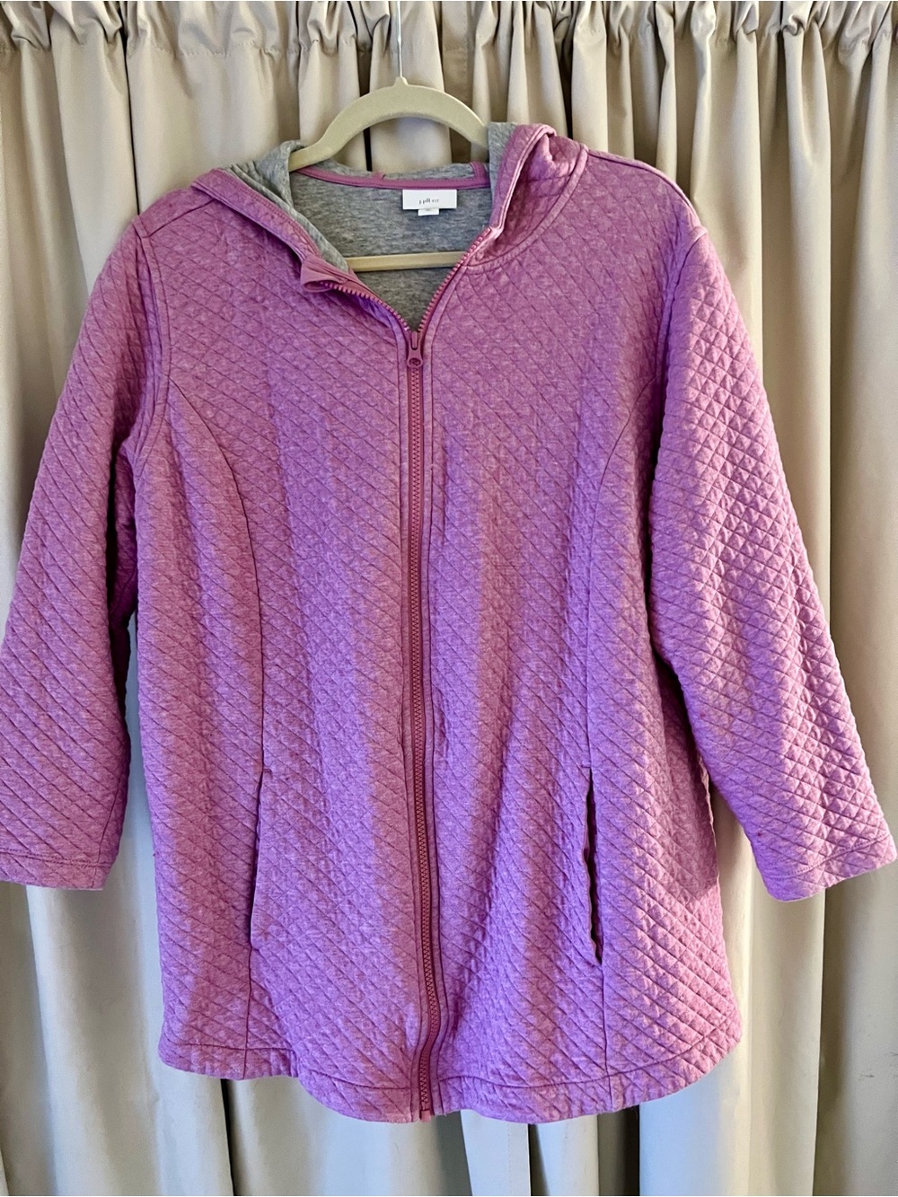 J. Jill Quilted Hooded Zip-Up Jacket in Dusty Rose